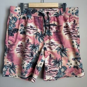 Billabong Recycler Sundays Layback Men's L Swim Trunks Tropical Hawaiian Beach‎
